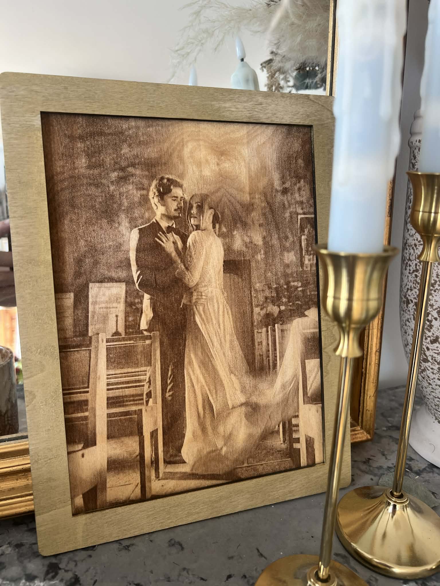 Tableau Photo Personnalisé gravé sur bois — Souvenir unique