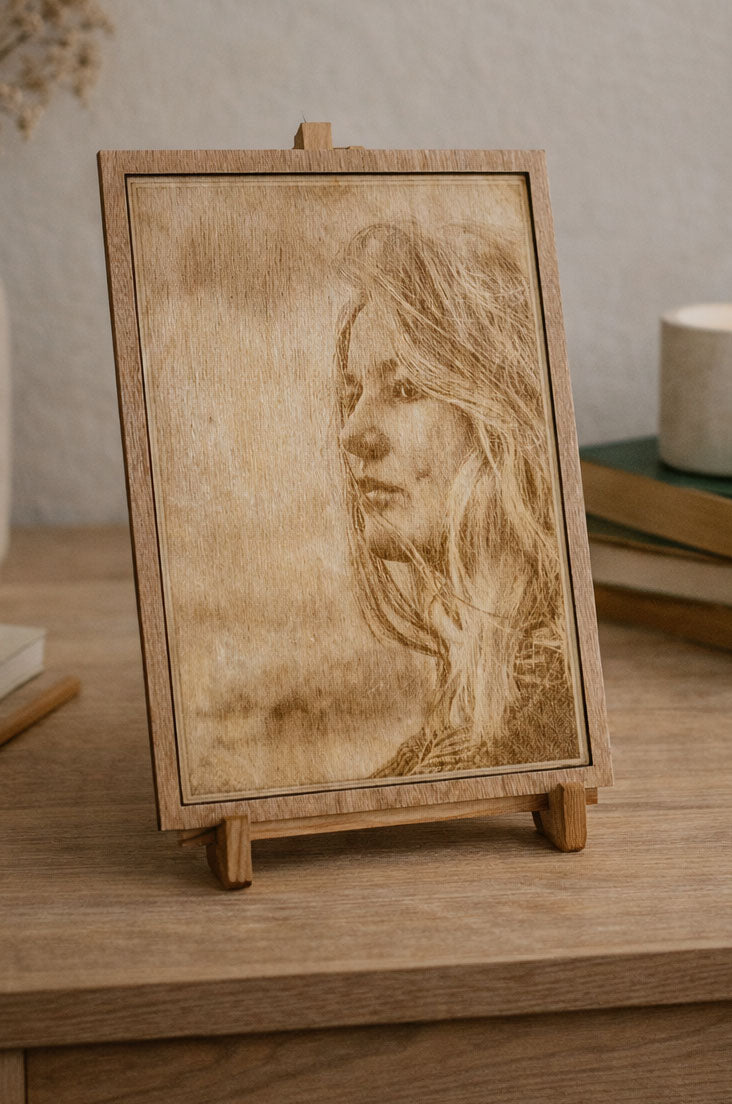 Tableau Photo Personnalisé gravé sur bois — Souvenir unique