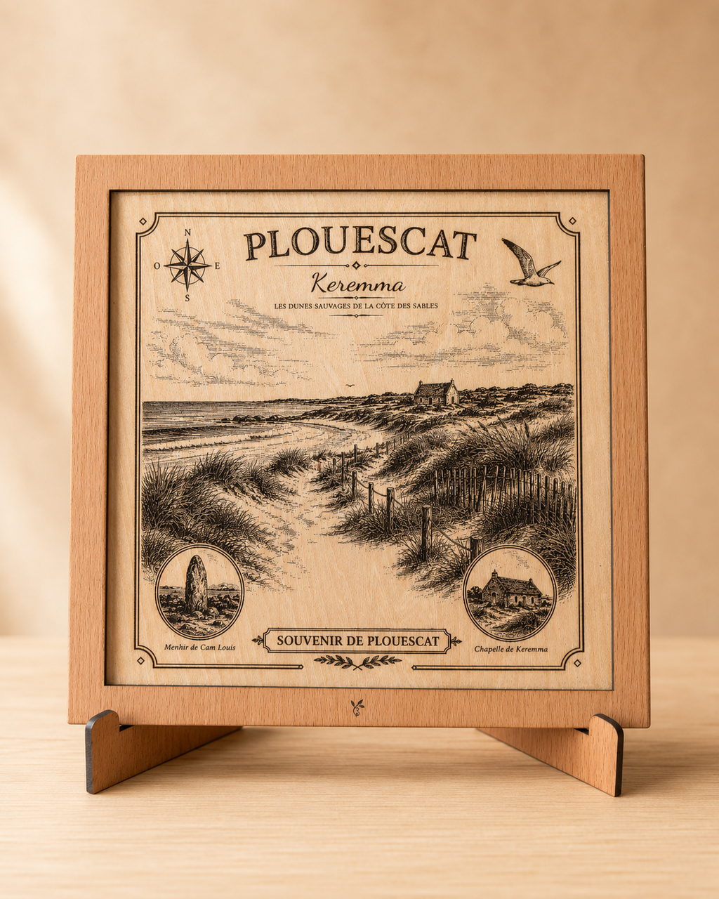 Tableau en bois Plouescat – Keremma, les dunes de la Côte des Sables