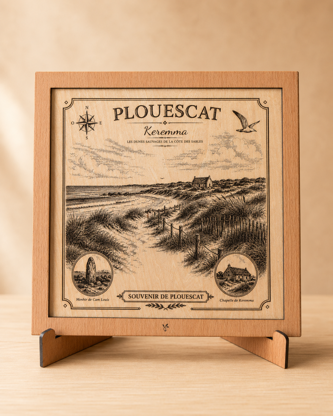 Tableau en bois Plouescat – Keremma, les dunes de la Côte des Sables
