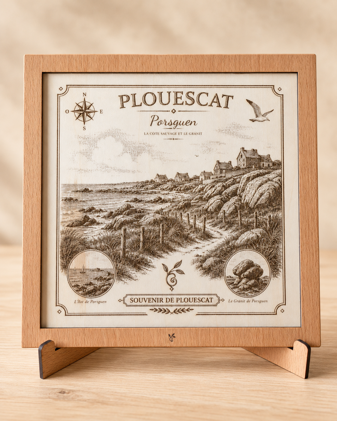 Tableau en bois Plouescat – Porsguen, la côte sauvage et le granit