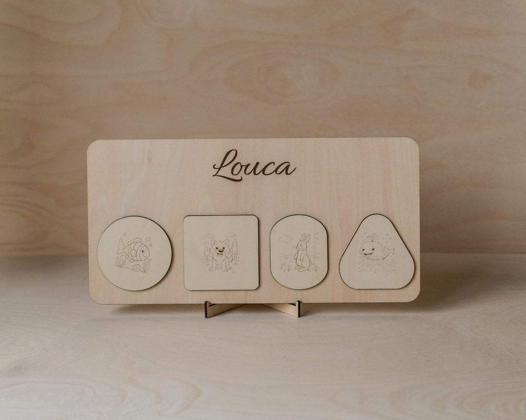 Puzzle d'encastrement personnalisé en bois – Prénom gravé
