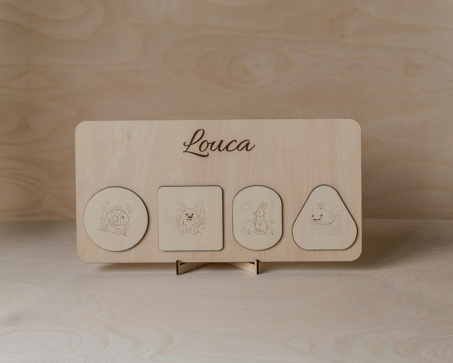 Puzzle d'encastrement personnalisé en bois – Prénom gravé