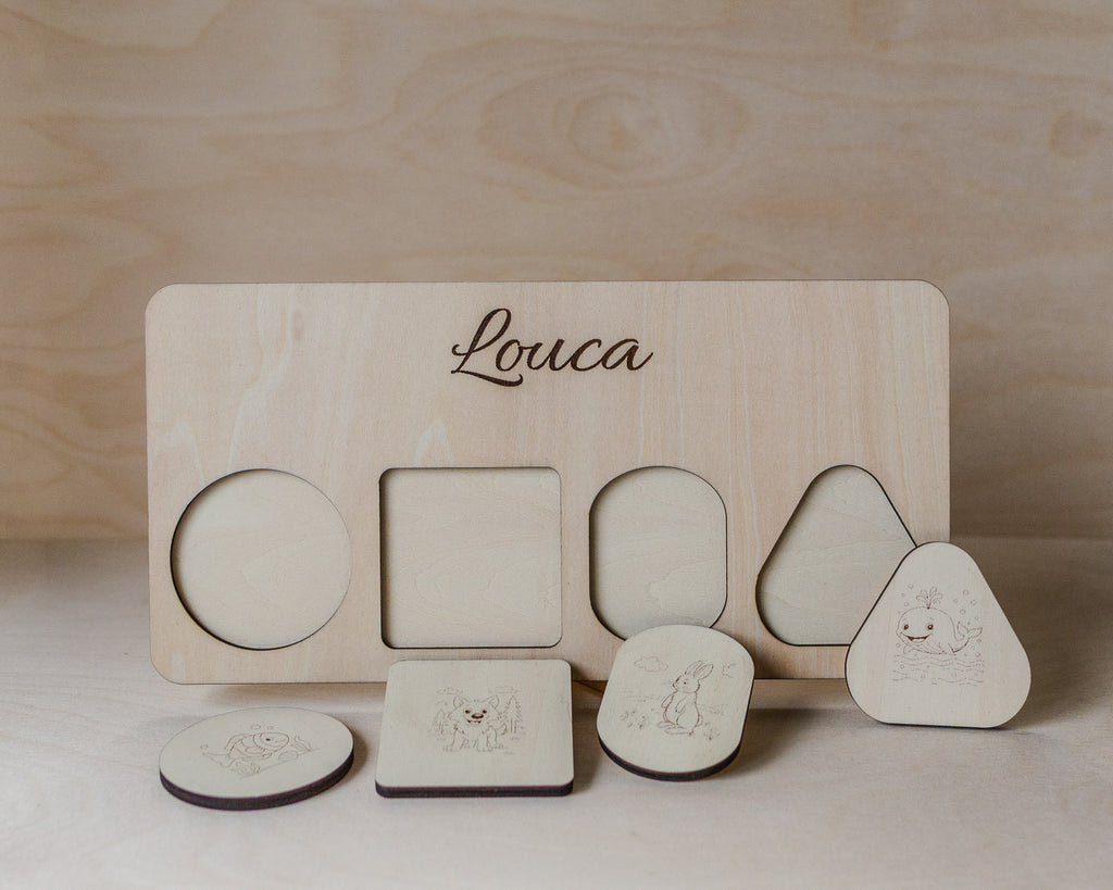 Puzzle d'encastrement personnalisé en bois – Prénom gravé