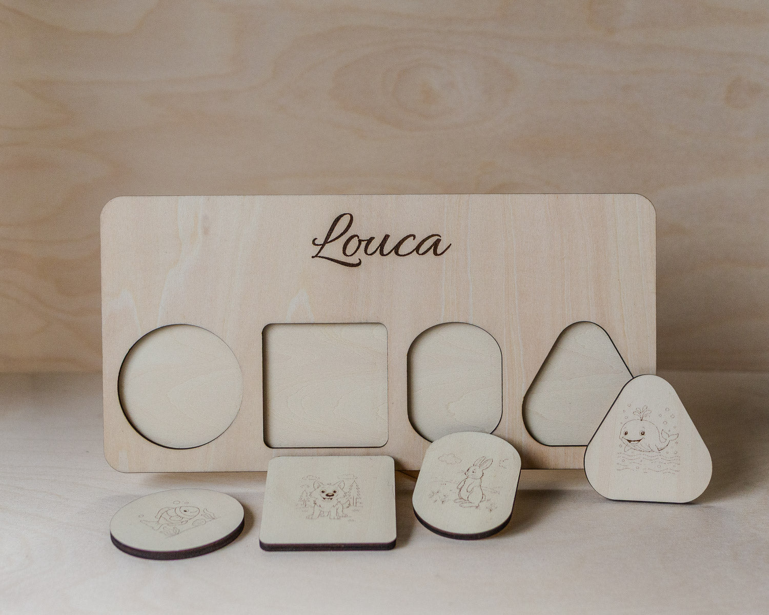 Puzzle d'encastrement personnalisé en bois – Prénom gravé