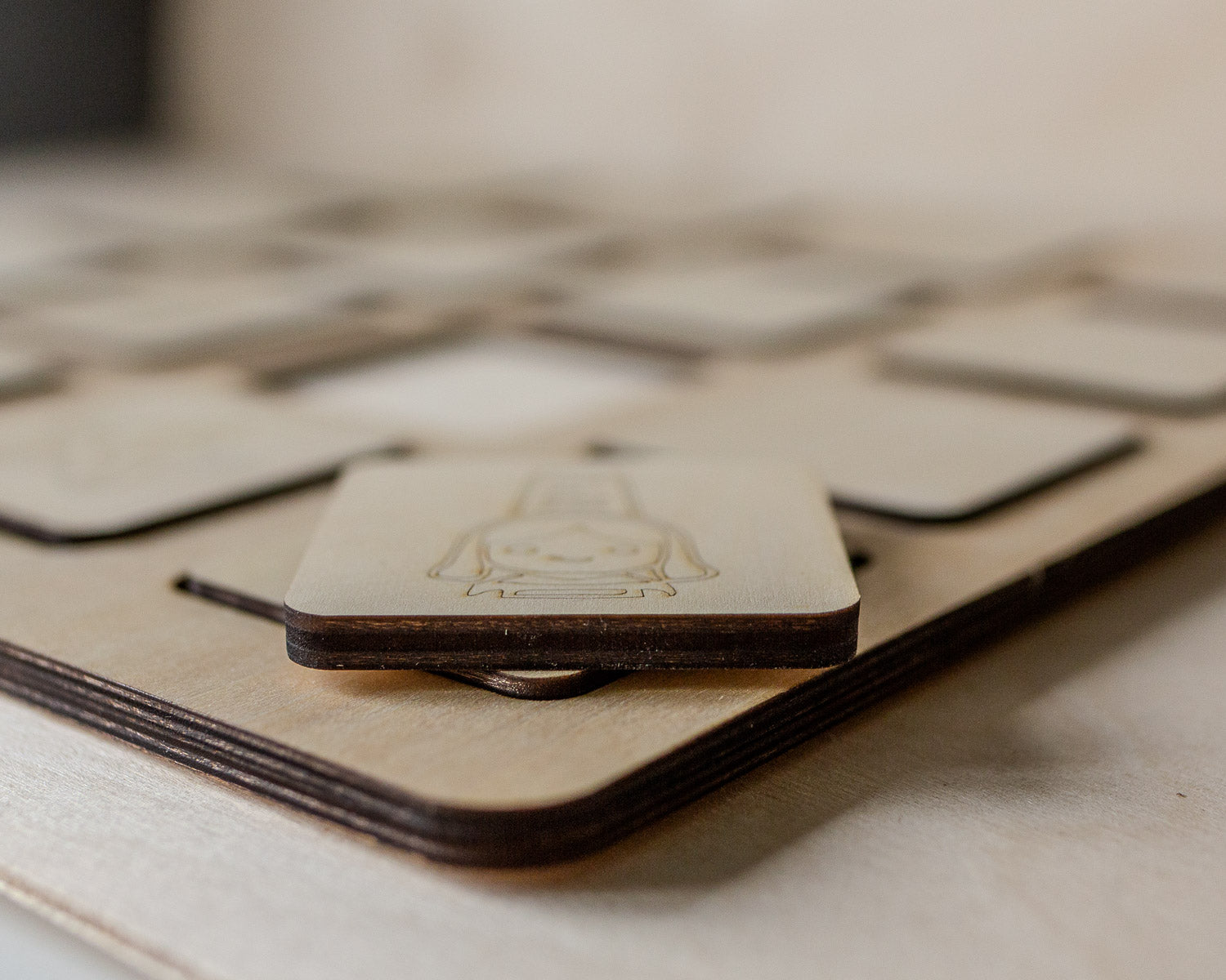 Memory en bois – Jeu de mémoire artisanal Montessori – Nature & bord de mer