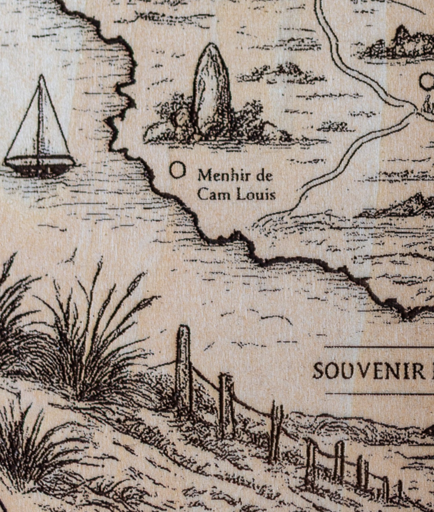 Tableau en bois Plouescat – Carte illustrée de la Côte des Sables