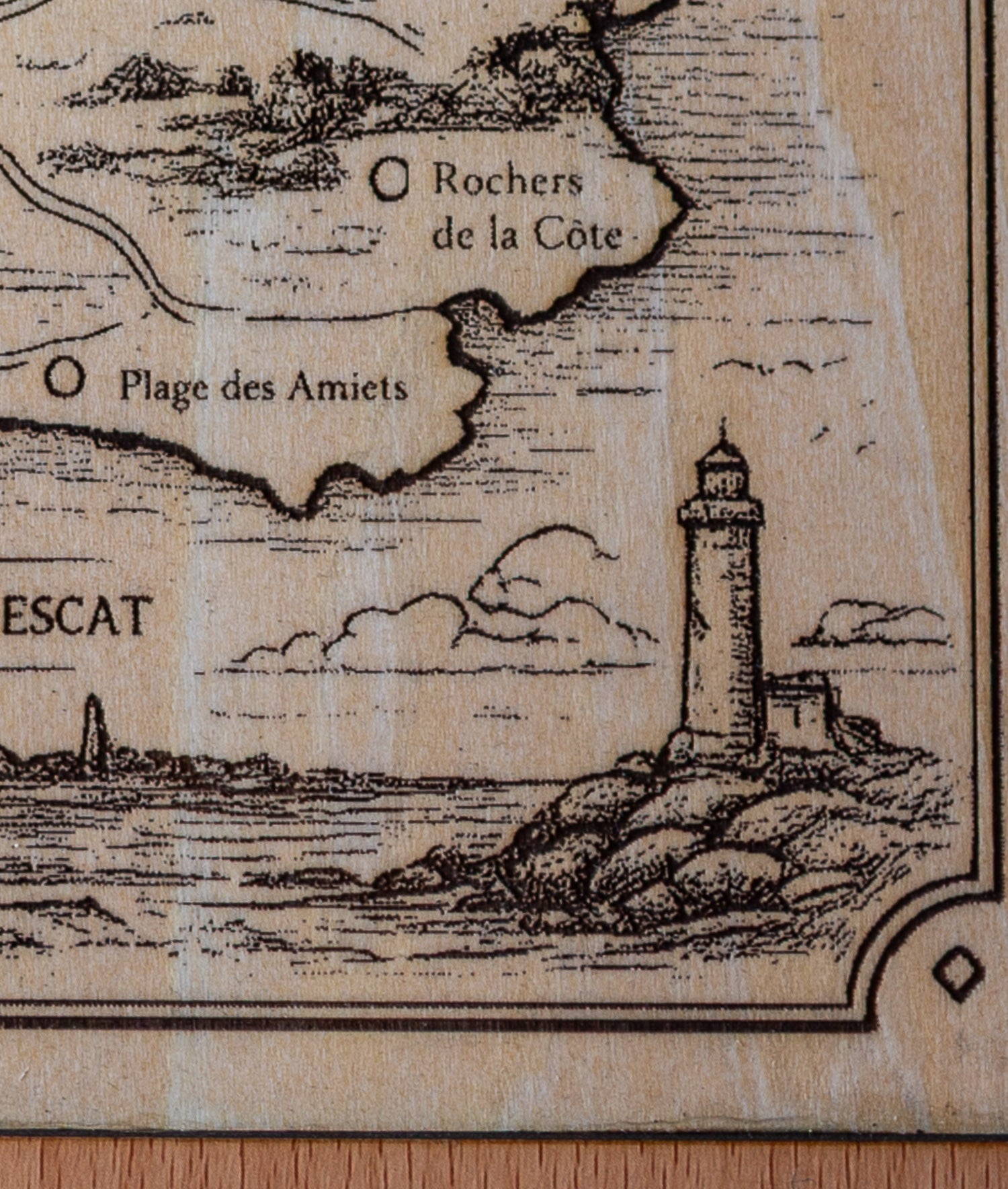Tableau en bois Plouescat – Carte illustrée de la Côte des Sables