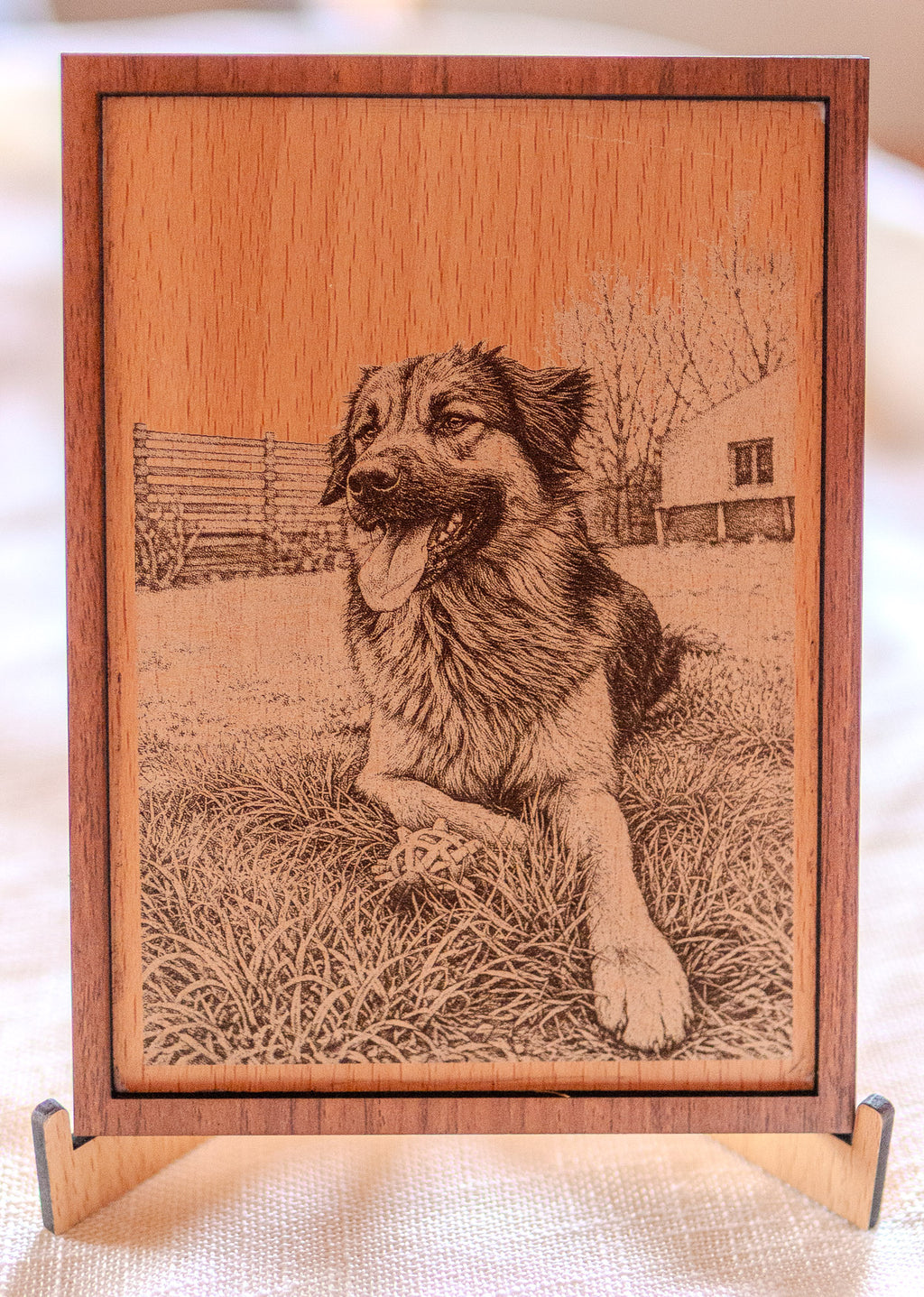 Portrait animal personnalisé gravé sur bois